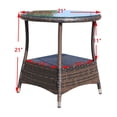 thumbnail image 7 of Homy Casa 21" Outdoor Wicker Round Coffee Table with Tempered Glass Top, Patio Side Table, 7 of 7