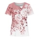 thumbnail image 3 of Tops de Algodón para las Mujeres Impreso en V-Cuello Botón Arriba Manga Corta Superior, Imitación Algodón Casual Blusa, 3 of 4