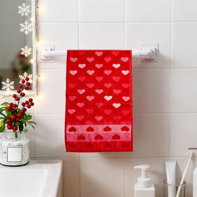 Decoraciones para San Valentín, adornos para San Valentín, regalos para San Valentín, fundas de almohada de doble cara de algodón puro rojo navideño, toalla facial gruesa, toallas de algodón de regalo