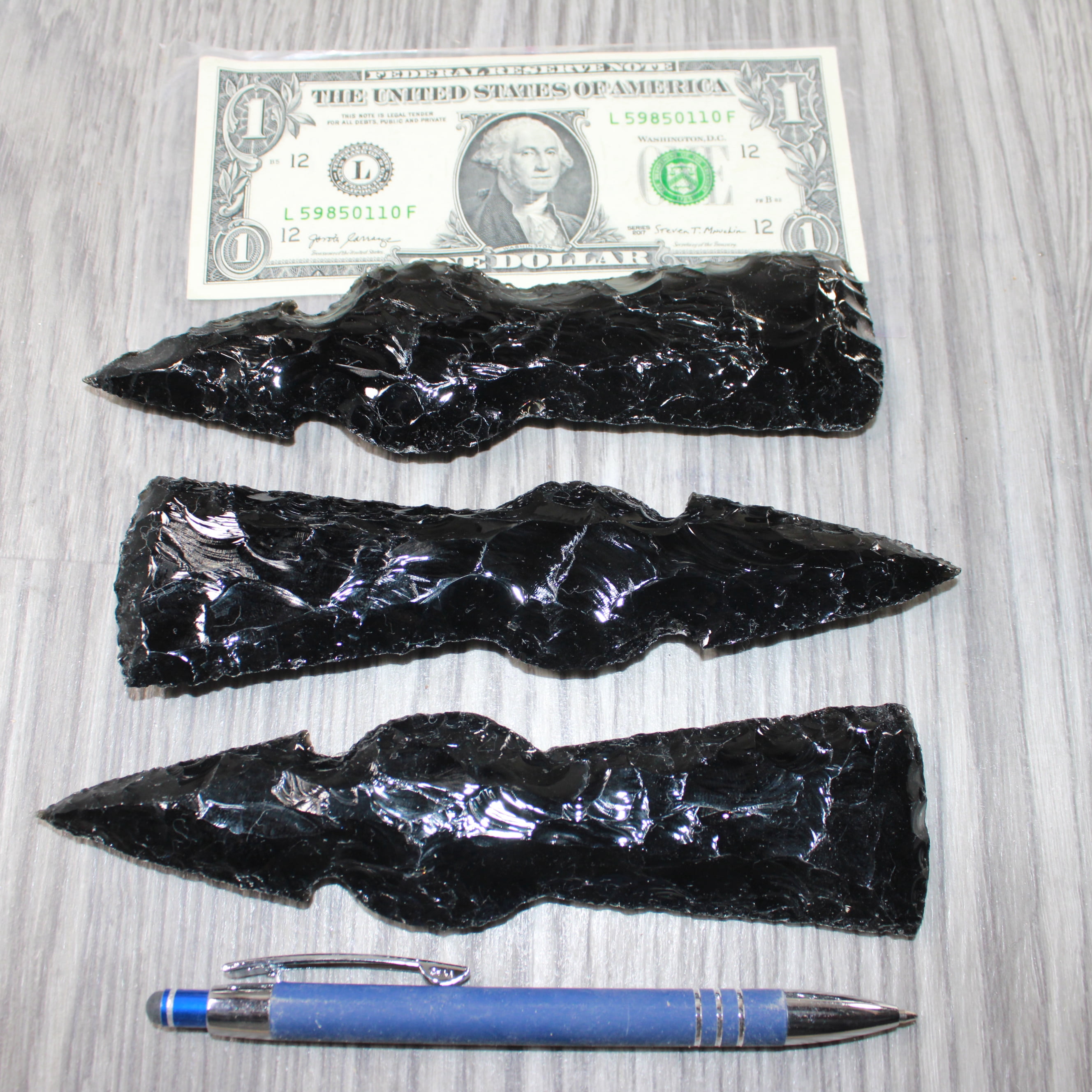 3 Obsidian Ornamental Tomahawk Heads  #6764    Axe Hatchet Ax