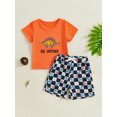 thumbnail image 4 of Toddler Baby Boy Shorts Set 6 12 18 24 Months 2T 3T 4T Letter/Dinosaur/Duck Embroidery Short Sleeve T-shirts Elastic Waist Shorts 2 Piece Summer Outfit, 4 of 9