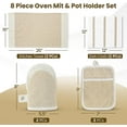 thumbnail image 4 of Casa Platino Juego de Cocina, Paquete de 8, Juego de Toallas y Almohadillas para Ollas con Manoplas para Horno, Lindo Juego de Inicio de Cocina, Manoplas Cortas para Horno y Juegos de Toallas y Paños para Cocina - Beige, 4 of 7