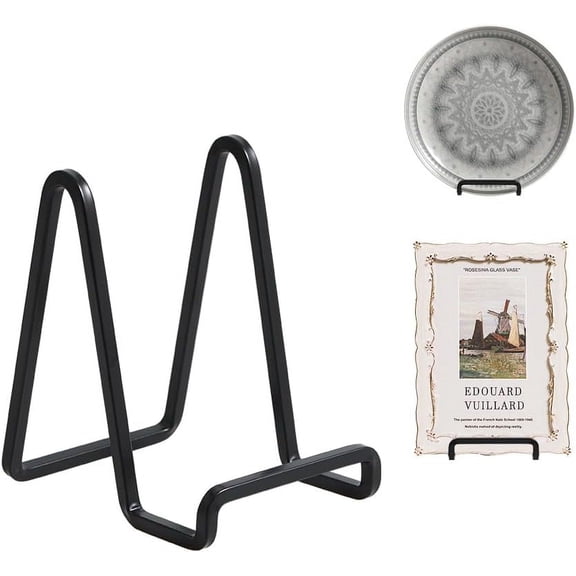 Plate Holder Easel Display Stand - 4.5 inch Metal Plate Stands for Display - Tabletop Picture Stand - Black Iron Easels for Display Pictures | Photo Frames | Book | Decorative Plates | Plaque