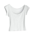 thumbnail image 2 of Timegard Tops for Women Summer Scoop Neck Tee Shirts Cap Sleeve Crop Tops Casual Solid Color Athletic Tops, 2 of 3