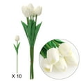 thumbnail image 2 of Deago 10 Pcs Artificial Tulips Flowers Real Touch PU Tulips Arrangement Bouquet for Home Room Office Party Wedding Decoration (White), 2 of 7