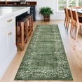 thumbnail image 4 of Modern Floral Runner Rug - 2x6ft Green, Machine Washable, Mark Resistant, Non-Slip, Low Pile, Easy Care Soft Carpet for Hallway, Bedroom, Kitchen, Living Room, USA Storage, 4 of 8