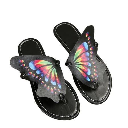 

Flip Flops Women Ladies Butterflies Design Sandals & Slides Comfortable Thong Sandals Lightweight Toe Post Slip On Flat Beach Summer Slipper Shoes