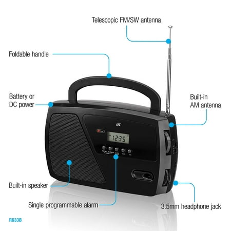 GPX - Portable AM/FM Shortwave Radio - Black