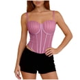thumbnail image 2 of Mifsaly Corset Tops for Women Pleated Asymmetrical Hem Spaghetti Straps Bustier Top Evening Club Party Underwire Slim Fit Cami Bralette L, 2 of 8