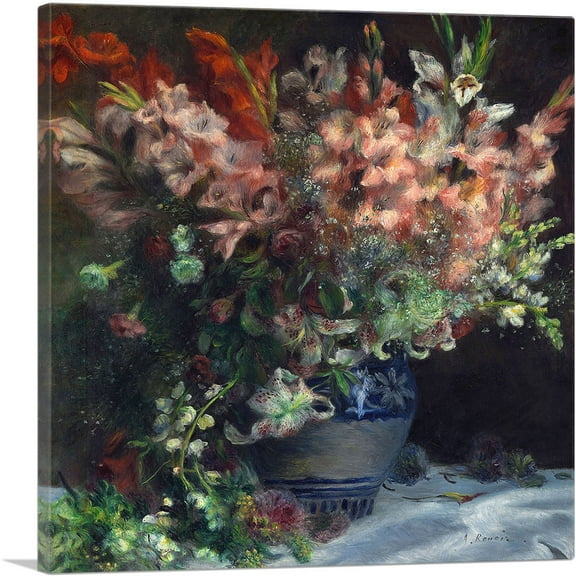 ARTCANVAS Gladioli in a Vase 1874 Canvas Art Print by Pierre-Auguste Renoir - Size: 18" x 18" (0.75" Deep)