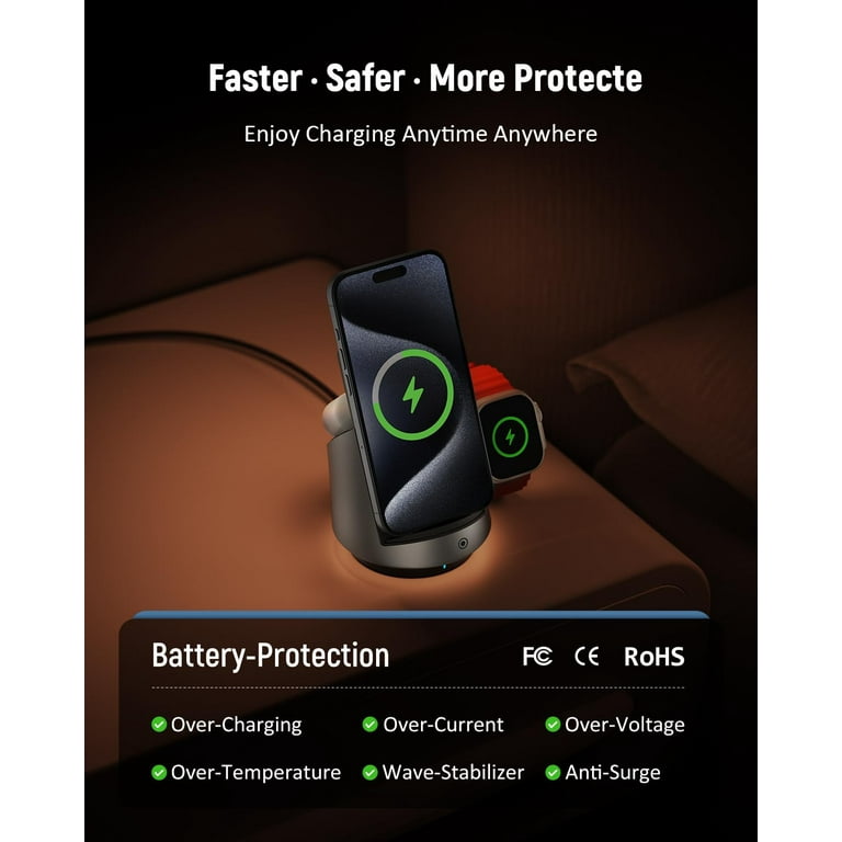 Rotating RGB Light Wireless Charger for iPhone, in Fast