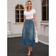 thumbnail image 3 of DARING DIVA Women's Denim Split Back Pockets Pencil Midi Jean Skirts Small Retro Blue, 3 of 7