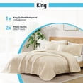 thumbnail image 3 of THD Loren - 3 Piece King Size Quilt Set, Lightweight King Bedspread Coverlet Set (King, Beige), 3 of 7