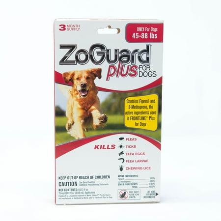 ZoGuard Plus Flea and Tick Prevention for Large Dogs (45-88 lbs), 3 Monthly Treatments
