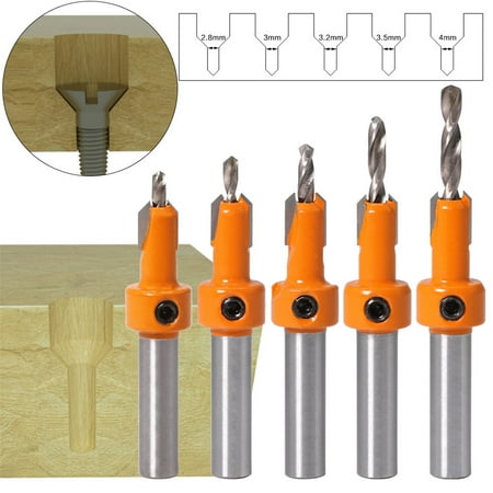 

Shiusina 5pcs Countersink Drill Bit Set Screw Woodworking Chamfer Tools Quick Change
