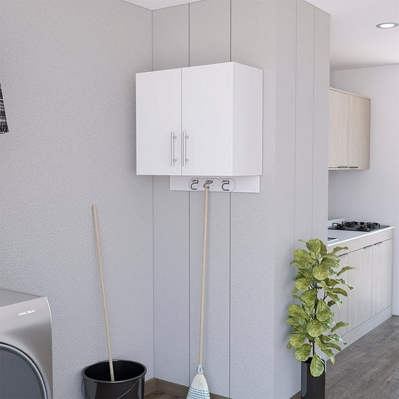 We Have Furniture Wall Storage Cabinet Alikuri, Four Cabinets, White Finish