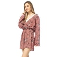 thumbnail image 3 of Women's V Neck Floral Backless Playsuit Long Sleeve Romper Jumpsuit, Pink, Medium, 3 of 6