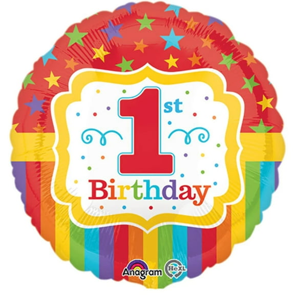 18" Mylar Foil 1st First Birthday Balloon • Party Supplies Decorations Balloons