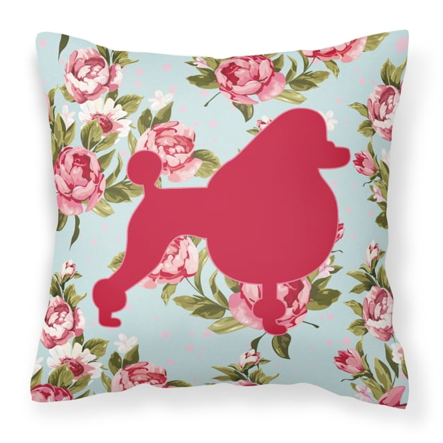 Caroline's Treasures BB1072-RS-BU-PW1414 Poodle Shabby Chic Blue Roses Decorative Pillow Large Multicolor