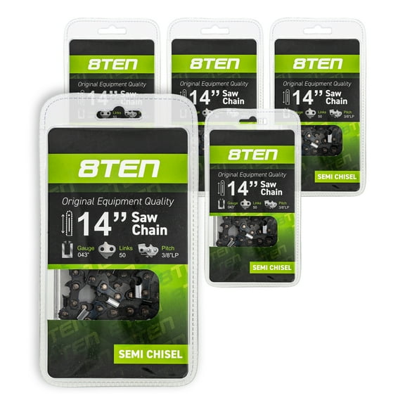 8TEN Chainsaw Chain 14 inch .043 3/8 LP 50DL for Husqvarna Stihl 5 Pack 810-CCC2237H