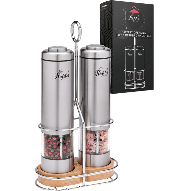 Electric Salt and Pepper Grinder Set, Battery Operated Salt and Pepper