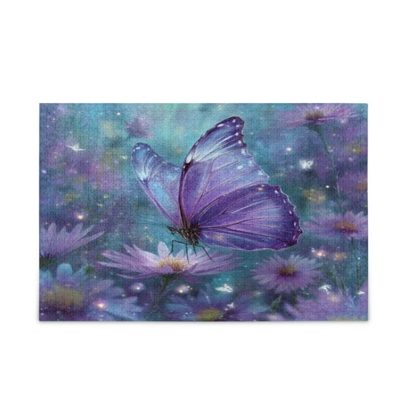 WOBOGO Purple Sparkling Butterfly Puzzle Challenge 500 Piece Jigsaw Suitable for Game Night Finished Size 20.5 x 14.9in