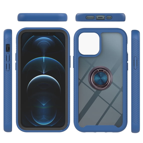 SaniMore Case for iPhone 14 Pro 6.1" 2022 Release, Rugged PC Backplane Shockproof TPU Bumper 360° Rotatng Ring/Kickstand Anti-drop Heavy Duty Protective Case For iPhone 14 Pro, Darkblue