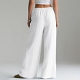 thumbnail image 6 of Linen Pants Women High Waist Baggy Stretchy Cargo Hiking Streetwear Wide Leg Sweatpants Women White M, 6 of 9