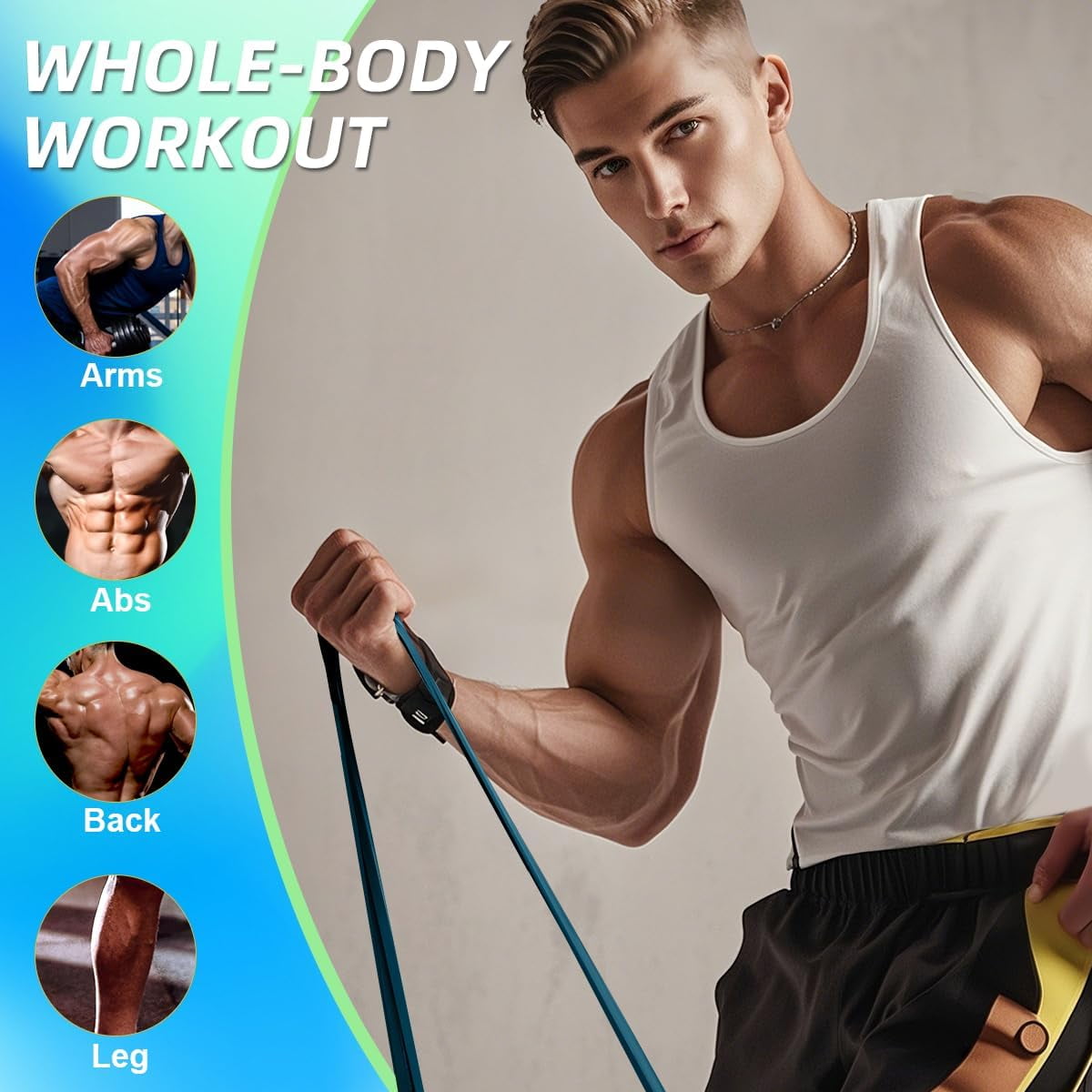 JJEAN-Resistance Bands,Pull Up Assist Bands Set with Handles, Exercise & Workout Bands with Door Anchor for Men & Women – Home Fitness Equipment for Strength Training, Stretching