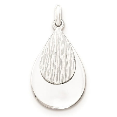925 Sterling Silver and Textured Polished Flat-back Charm Pendant