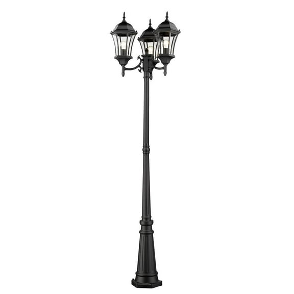 Z-Lite Wakefield Outdoor 3-Light Post Mounted Fixture, Black