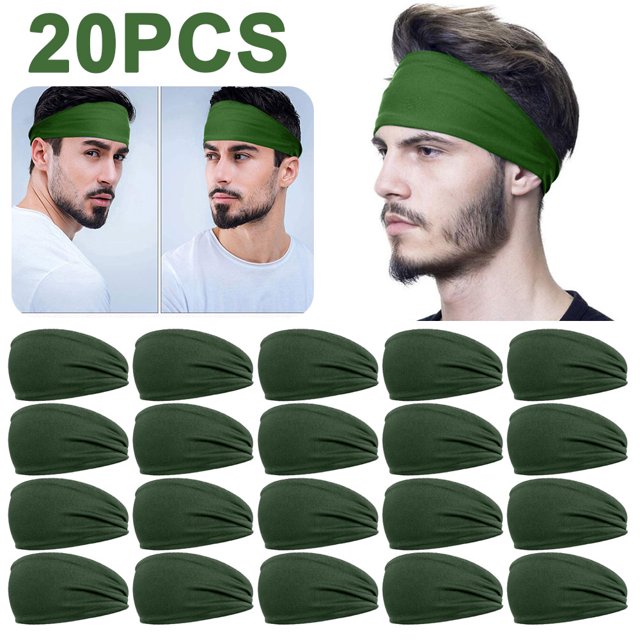 Diadema Hombres Mujeres Fitness Sweatband Elástico Correr Secado rápido Ejército Verde Verde