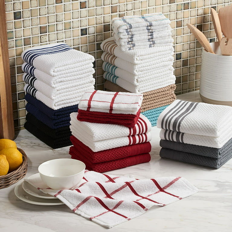 Kitchen Dish Towels, 10 Inch x 10 Inch Bulk Cotton Kitchen Towels and  Dishcloths Set, 20Pack Dish Cloths for Washing Dishes Dish Rags for Drying