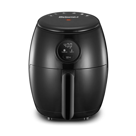 Elite Gourmet EAF2612D Freidora de aire caliente programable de 2,1 cuartos de galón, cocina saludable sin aceite, temporizador y controles de temperatura, libre de PFOA/PTFE, 1000 W, negro