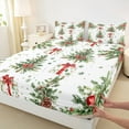 thumbnail image 3 of Manfei Bowknot Christmas Tree Twin Sheet Sets, Cartoon Snowflake Twin Fitted Sheet, Western Winter Festival Flat Sheet, Microfiber Bedroom Decor, 3 Pieces, 3 of 7