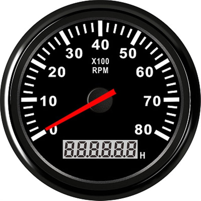 85mm Tachometer 3-8K RPM Tacho Meter with LCD Hourmeter For Car Boat 12V/24V Red Backlight Marine Gauge