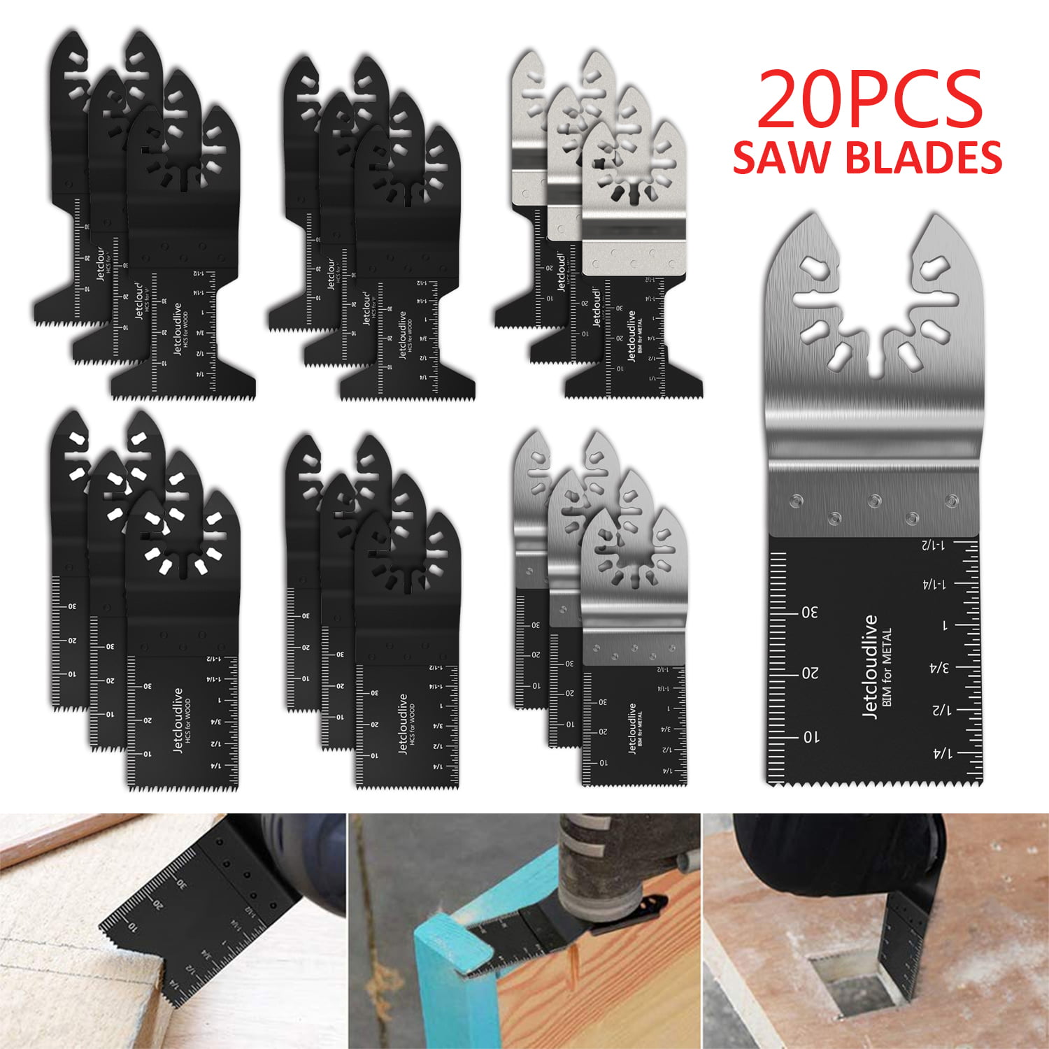 20pcs Metal Wood Oscillating Saw Blades Cutter Kit For Woodworking Cutting Tools 