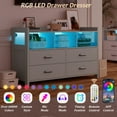 thumbnail image 2 of Alohappy White LED Dresser for Bedroom 4 Drawers, Wide Dressers with Power Strip for Adults, 2 of 8