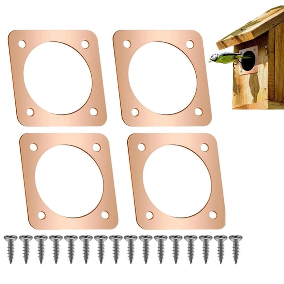 4 Pack Birdhouse Predator Guard Copper Portal Metal Protector 1-1/2 Inch Hole