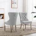 thumbnail image 3 of Foredo Elegant Velvet Chairs Set of 2, Modern Upholstered Wingback Chair with Metal Legs and Button Tufting for Dining Room Living Room, Light Gray, 3 of 9