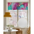 thumbnail image 4 of Multicoloured Marble Linen Curtain Valance for Bedroom/Bathroom/Kitchen/Office/Living/Dining Room Window,Abstract Rainbow Ink Watercolor Rod Pocket Topper Decorative Cafe Drapes Panel 42"x12", 4 of 6