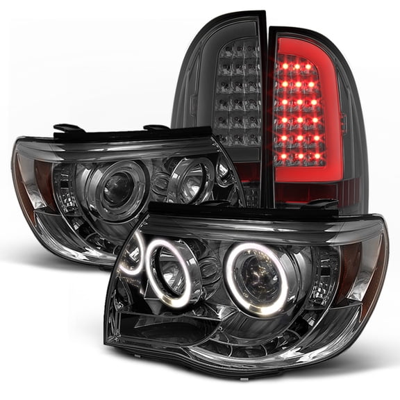 AKKON - For 05 06 07 08 09 10 11 Toyota Tacoma Projector Headlights w/ LED Tail Lights Set - Smoke