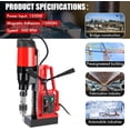 thumbnail image 2 of EastVita Magnetic Drill Press, 1550W 500RPM Portable Mag Drill Press, 10-Speed Core Drilling Machine for Metal Working,3Pcs Drill Bits Red, 2 of 7