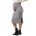 thumbnail image 4 of INSPIRE CHIC Women's Maternity Winter Warm High Waist Casual Side Split Stretchy Elastic Bodycon Sweater Midi Skirt Black Large, 4 of 6