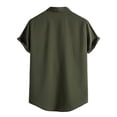 thumbnail image 4 of Camisa casual de cuello alto de manga corta de color sólido para hombre Pompotops  oipoqjl24315, 4 of 8