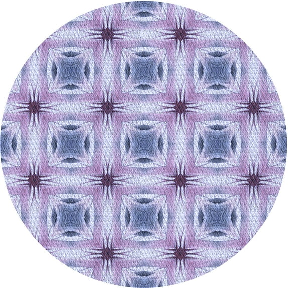 Ahgly Company Indoor Round Patterned Light Purple Area Rugs, 4' Round