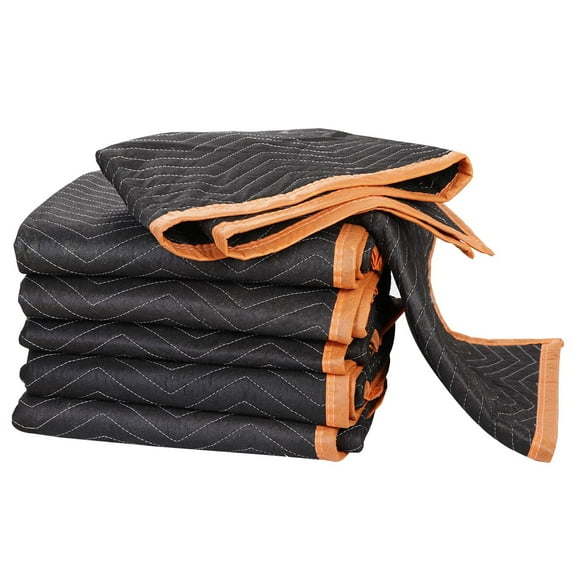 ZENY 72 x 40" Moving Blanket, Dual-Sided - Black and Orange, 6 Pieces
