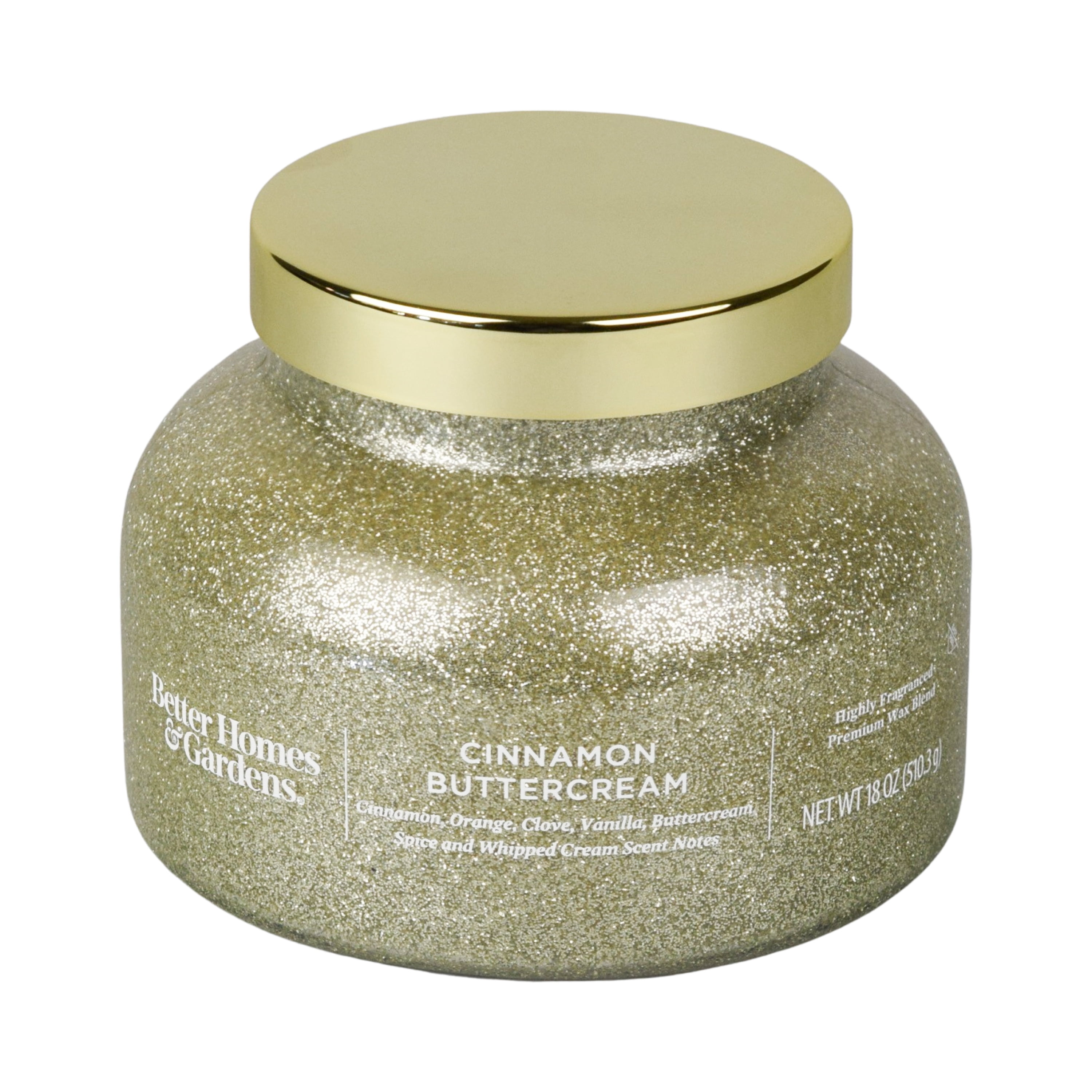 Better Homes & Gardens Cinnamon Buttercream Scented 2 Wick Glitter 18oz Jar Candle