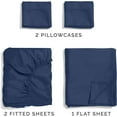 thumbnail image 4 of CGK Linens 5-Piece 400 Thread Count Cotton Sheet Set - Split King Size 100% Cotton Sateen Bed Sheets Fits 18"-24" Mattresses, Navy Blue, 4 of 7