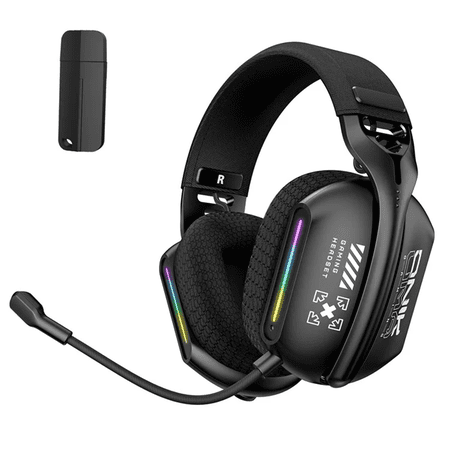 GT808 Tri-Mode Headset Wireless Gaming Headset Active Noise Cancellation Headset 2.4G Ultra Low Latency Wireless Gaming Headset with Microphone Phantom colour RGB light effect